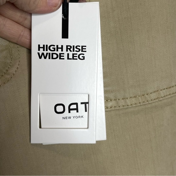 OAT High Waisted Wide Leg Khaki Pants Women 10/30 Tan Pockets NWT Loose Fit - Picture 5 of 10